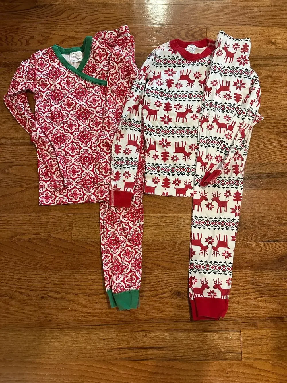 2 sets Hanna Anderson Organic Cotton Kids Pajamas Christmas size 150 12